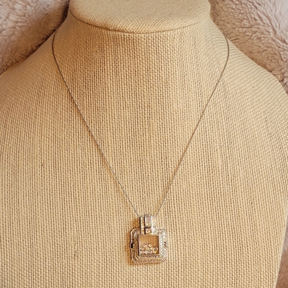Diamond and Sterling Silver Floating Stone Pendant